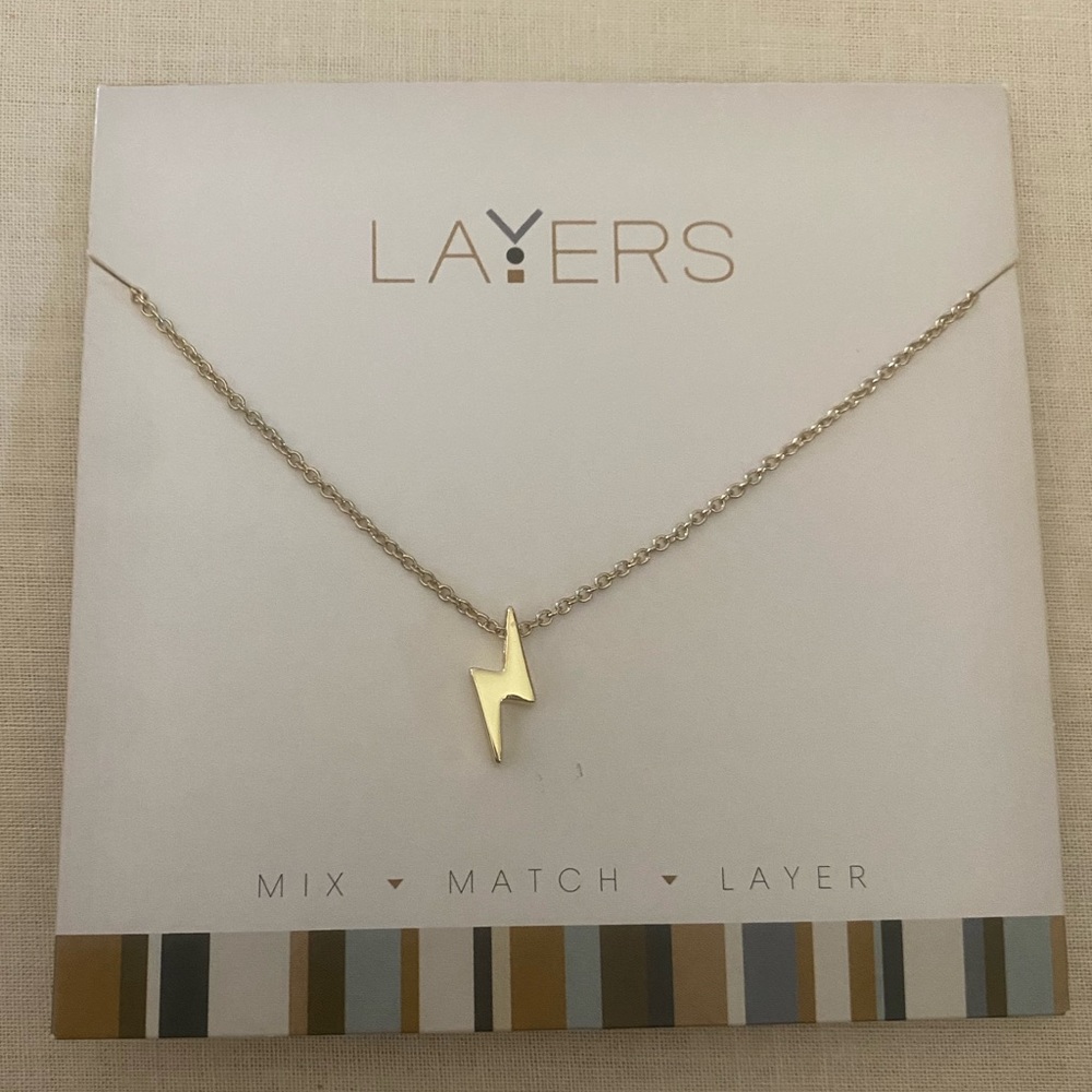 NWOT Gold Lightening Bolt Necklace BY LAYERS
